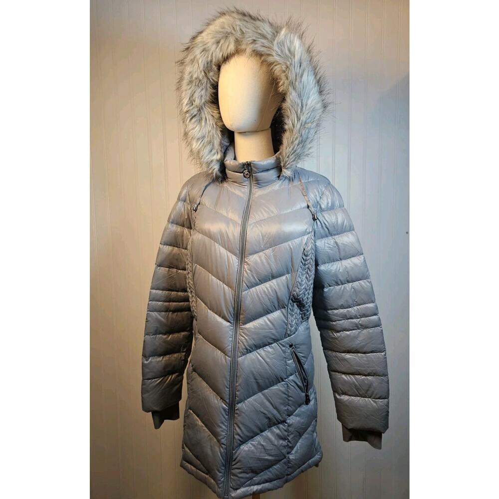 Curations Caravan Packable Down Jacket Faux Fur Hood Women's‎ Size M Gray